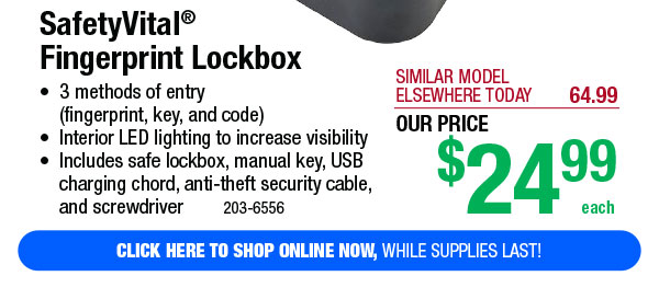 SafetyVital® Fingerprint Lockbox - Free Shipping To Store!