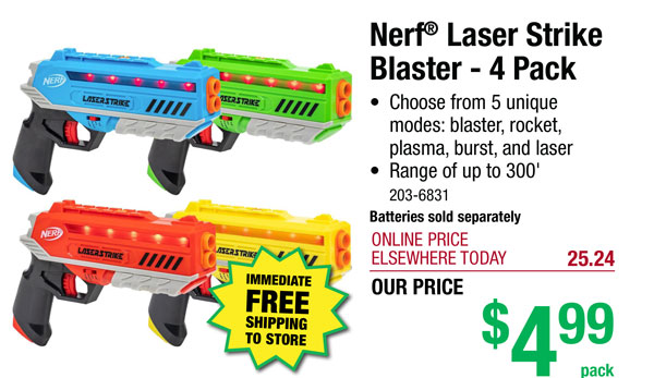 Nerf® Laser Strike Blaster - 4 Pack - Free Shipping To Store! 