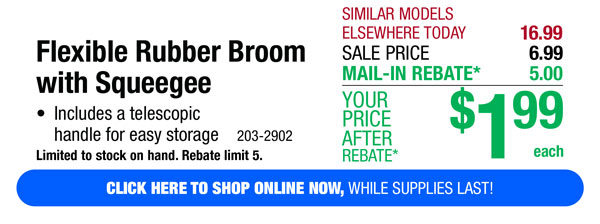 Flexible Rubber Broom with Squeegee - ONLY $1.99 After Rebate*!