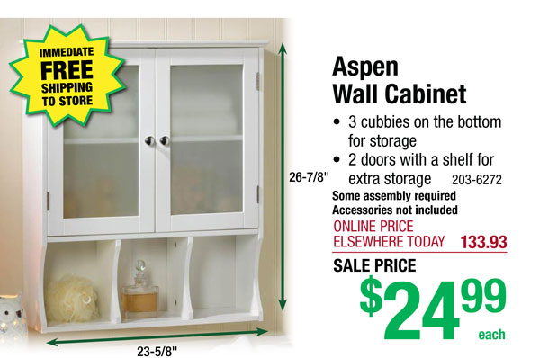 Aspen Wall Cabinet - Free Shipping To Store! 