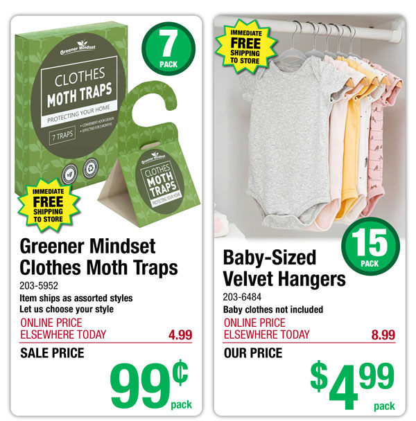 Greener Mindset Clothes Moth Traps - ONLY 99¢! Baby-Sized Velvet Hangers - ONLY $4.99!