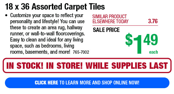 18 x 36 Assorted Carpet Tiles - Click Here!