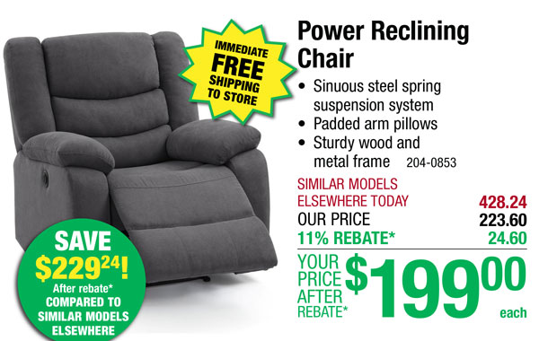 Power Reclining Chair - Free Shipping To Store!