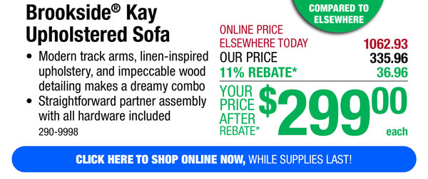 Brookside® Kay Upholstered Sofa - ONLY $299.00 After Rebate*!