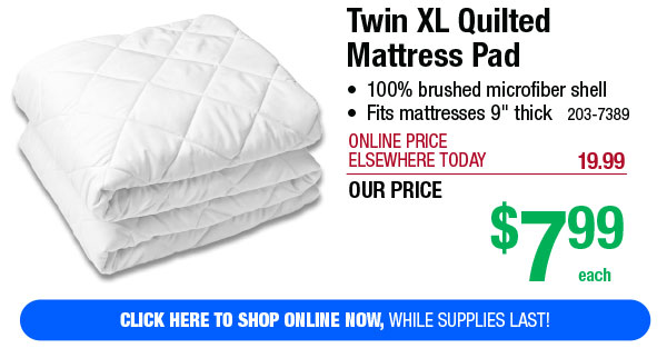 Twin XL Quilted Mattress Pad - Free Shipping To Store!