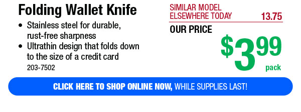 Folding Wallet Knife - Free Shipping To Store!