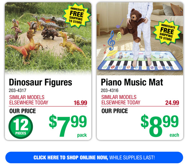 Dinosaur Figures - ONLY $7.99! Piano Music Mat - ONLY $8.99! 