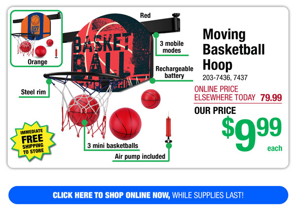 Moving Basketball Hoop - ONLY $9.99!