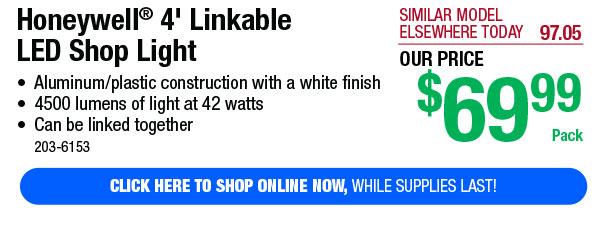 Honeywell® 4' Linkable LED Shop Light - Free Shipping To Store!