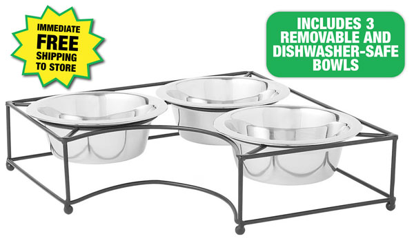 Frisco® Corner Triple Feeder Pet Bowl - Free Shipping To Store!