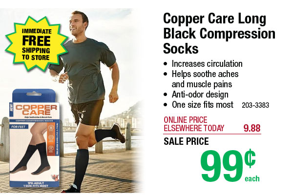 Copper Care Long Black Compression Socks