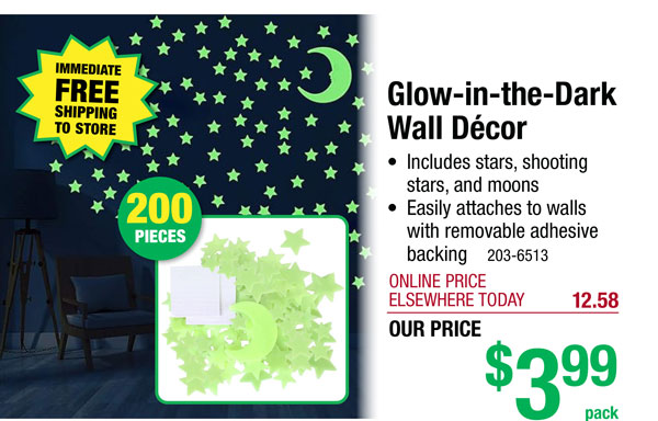 Glow-in-the-Dark Wall Décor - Free Shipping To Store!