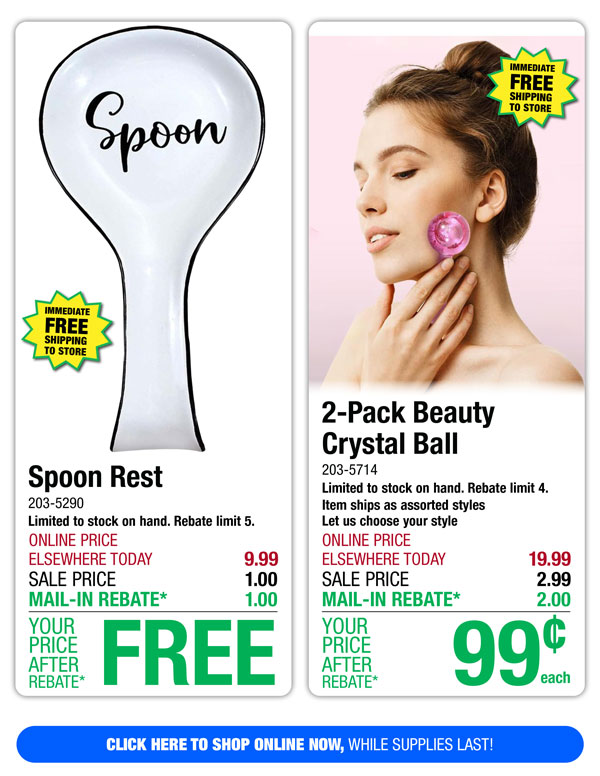 Spoon Rest - FREE After Rebate*! 2-Pack Beauty Crystal Ball -  ONLY 99¢ After Rebate*!