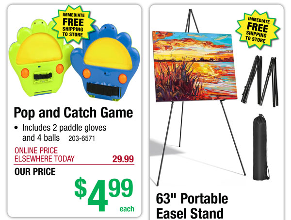 Pop and Catch Game - ONLY $4.99! 63" Portable Easel Stand - ONLY $6.99!