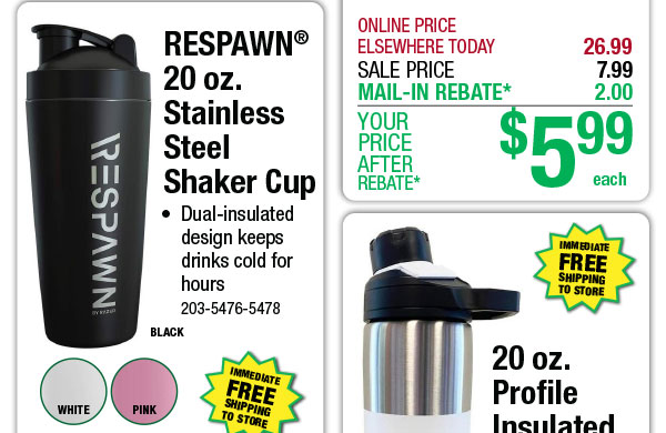 RESPAWN® 20 oz. Stainless Steel Shaker Cup