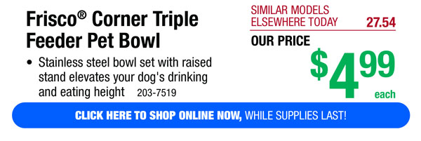 Frisco® Corner Triple Feeder Pet Bowl - ONLY $4.99!