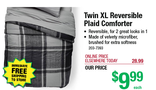 Twin XL Reversible Plaid Comforter