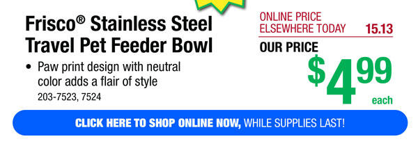 Frisco® Stainless Steel Travel Pet Feeder Bowl - ONLY $4.99!