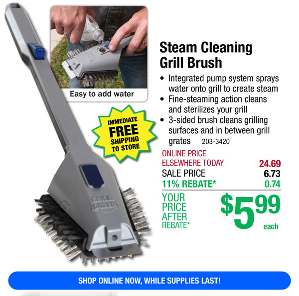 Steam Cleaning Grill Brush -ONLY $5.99 After Rebate*!