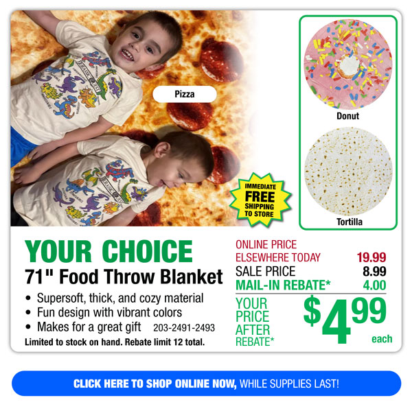 71" Food Throw Blanket - ONLY $4.99 After Rebate*!