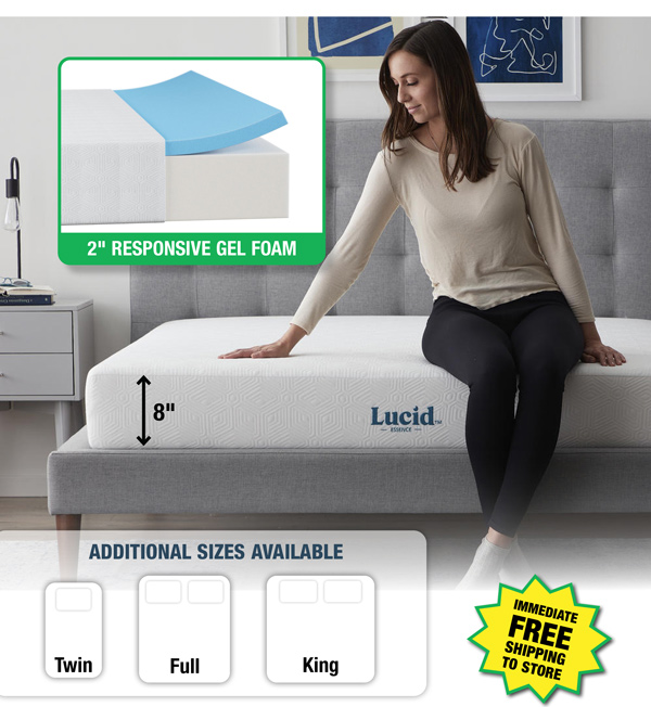 Lucid® Full Gel Memory Foam Mattress-Free Shipping to Store!