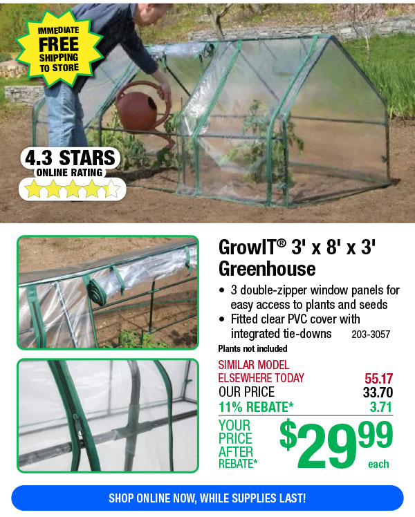 GrowIT® 3' x 8' x 3' Greenhouse