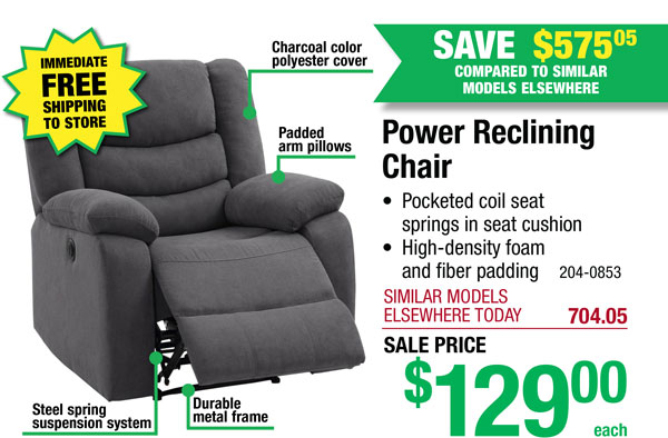 Power Reclining  Chair - Free Shipping To Store! 