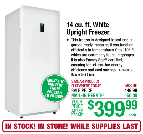 14 cu. ft. White Upright Freezer