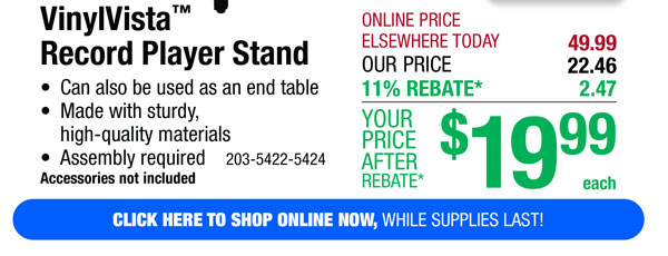 VinylVista™ Record Player Stand - ONLY $19.99 After Rebate*!