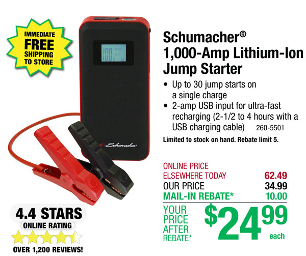 Schumacher® 1,000-Amp Lithium-Ion  Jump Starter